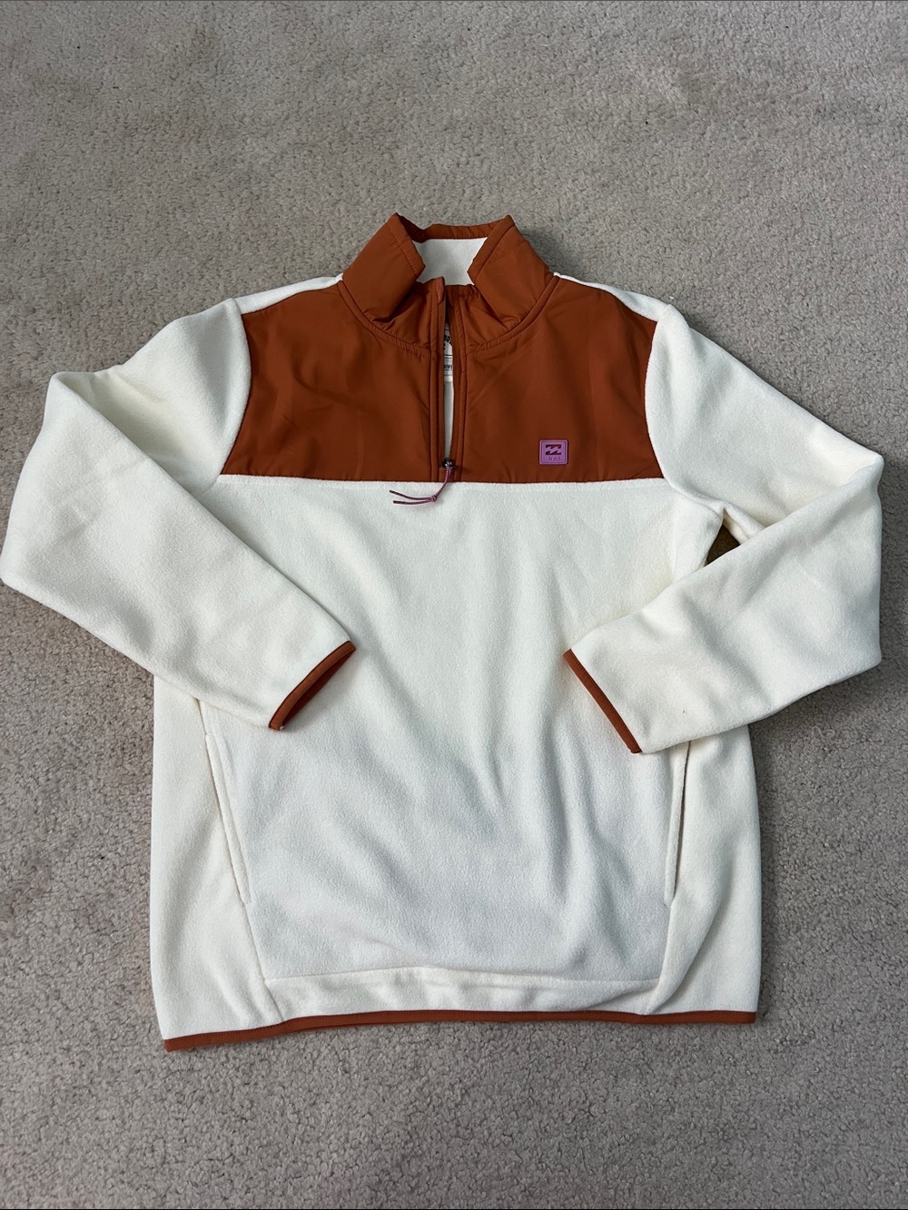 Billabong Cream and Rust Half-Zip Fleece Pullover